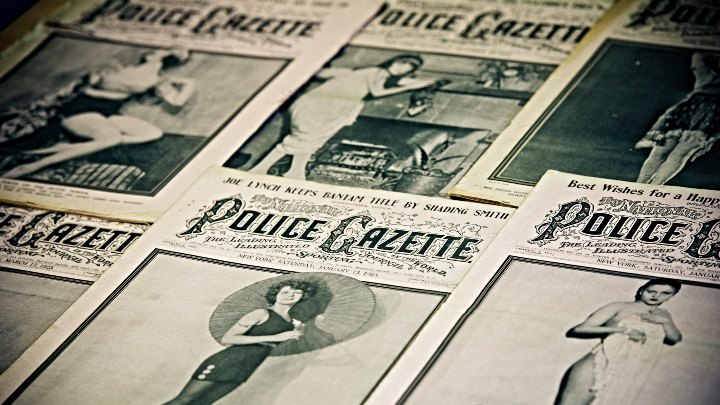 Black and white police magazine covers
