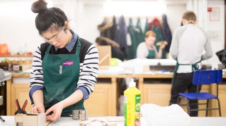 Student working in an architecture lab