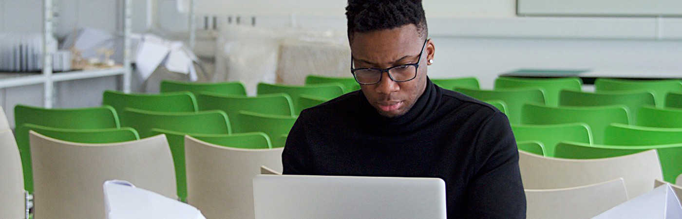architecture student on laptop