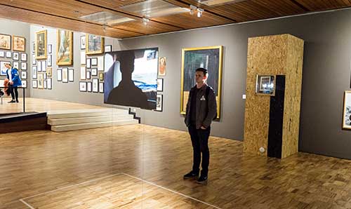 Student at an exhibition at the Whitworth Art Gallery