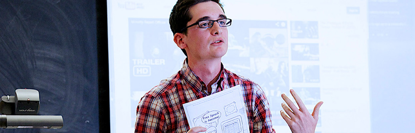 Graduate in a classroom