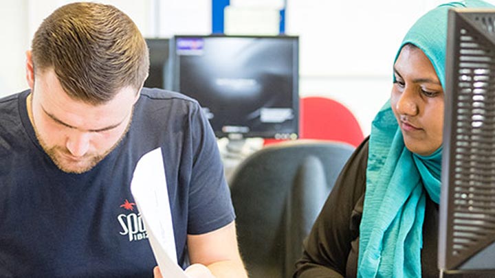 Students researching in the Legal Advice Centre offices