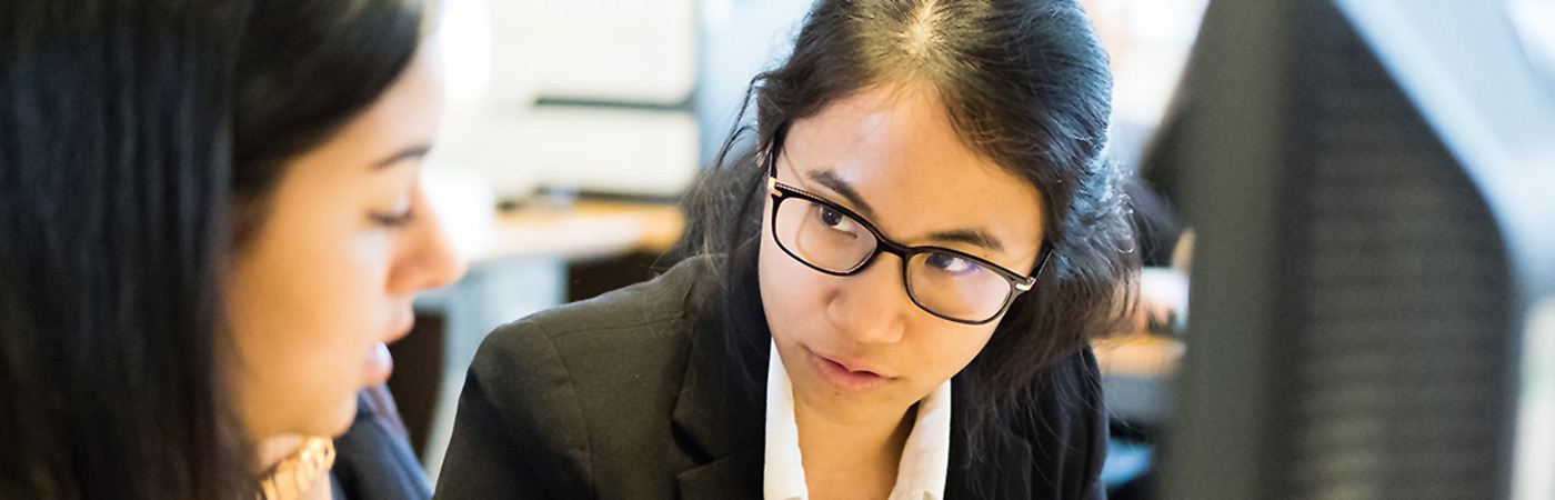 students researching in the Legal Advice Centre office