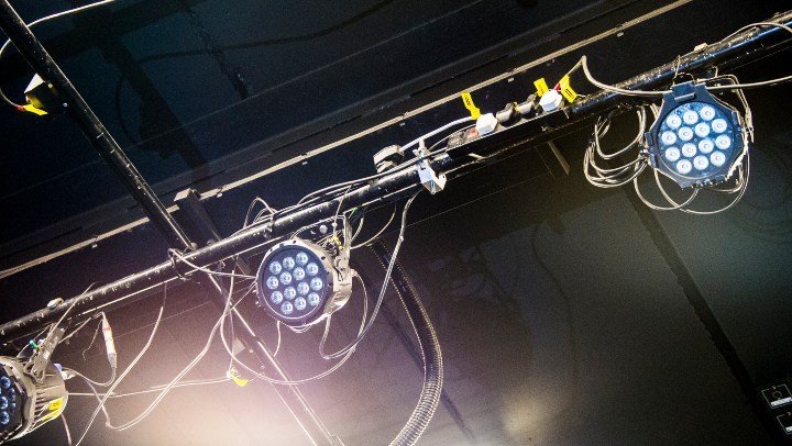 Theatre lighting on a ceiling