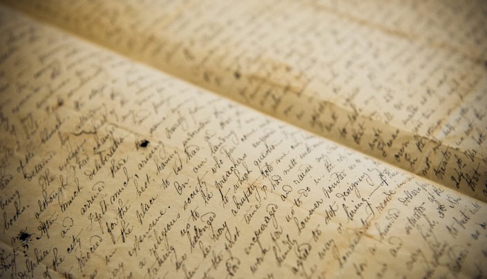 Close-up of handwriting in a book