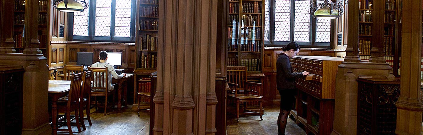Students working in John Rylands library