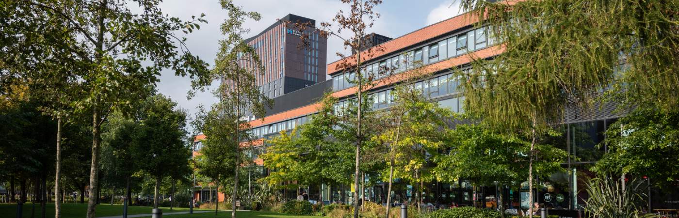 University Green at The University of Manchester.