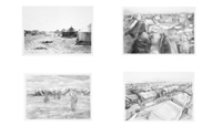 Ian Rawlinson (b. 1965). 2004 drawing series – Refuge 1, 2, 3, 4.
