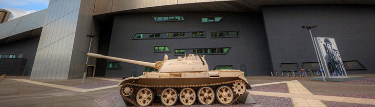 World War 2 tank parked outside of the Imperial War Museum (North).