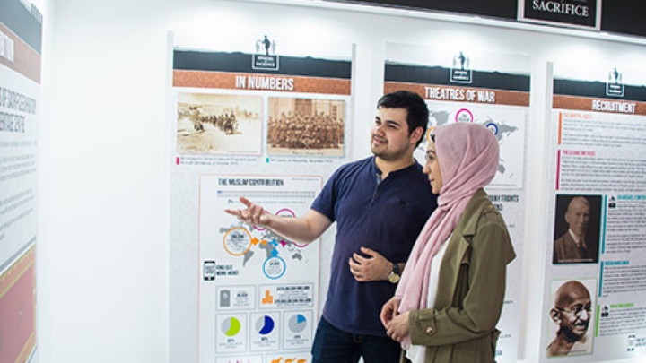 Researcher explaining his work