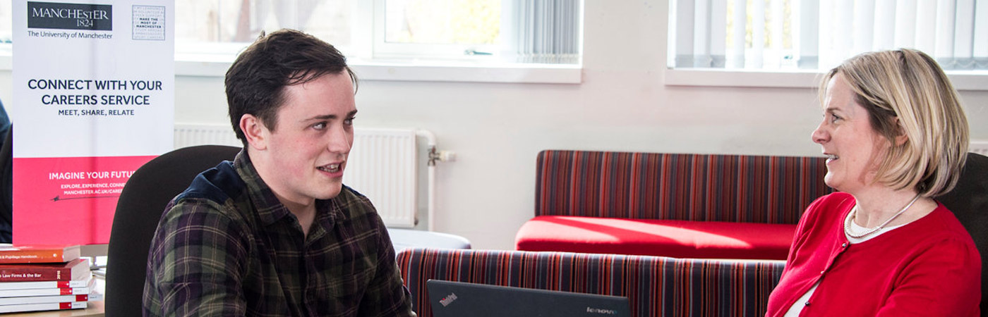 Student talking to careers adviser
