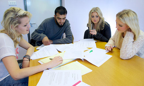 Law undergraduate students sat around table