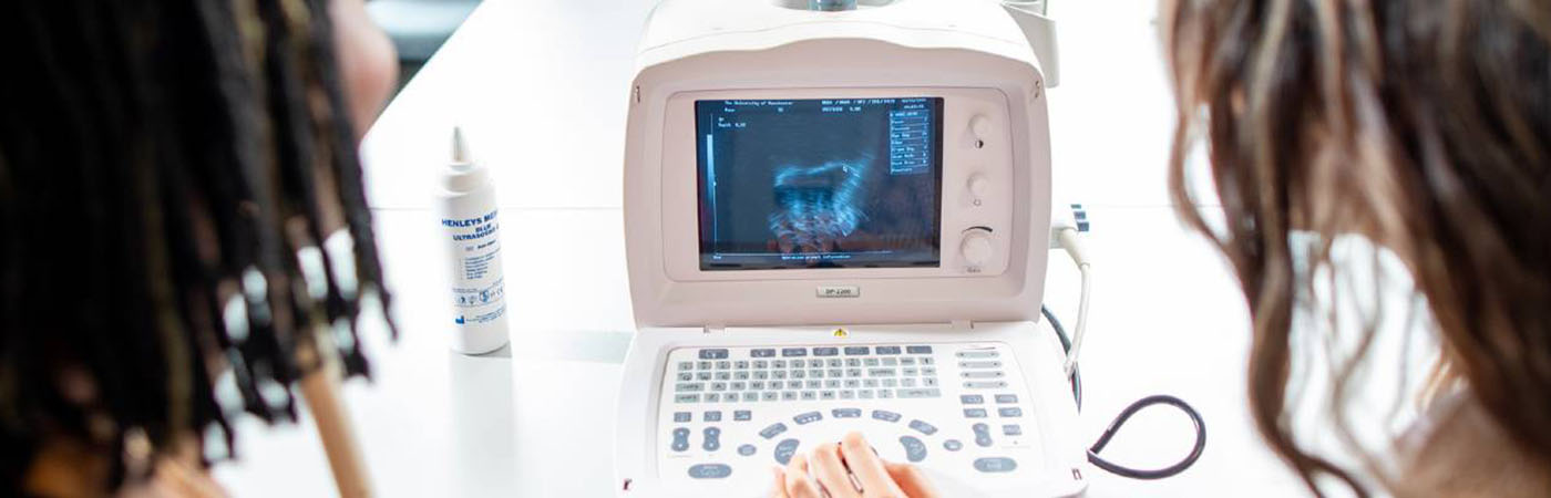 Researchers using equipment in the Language and Linguistics lab