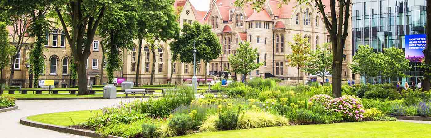 Outside the Language department at The University of Manchester