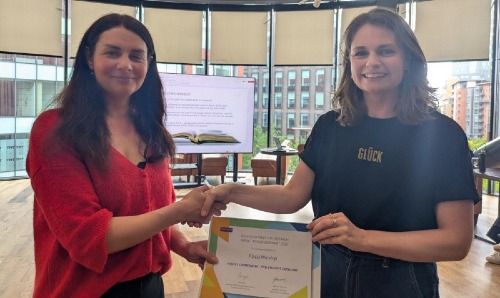 Pippa Winship receiving award.