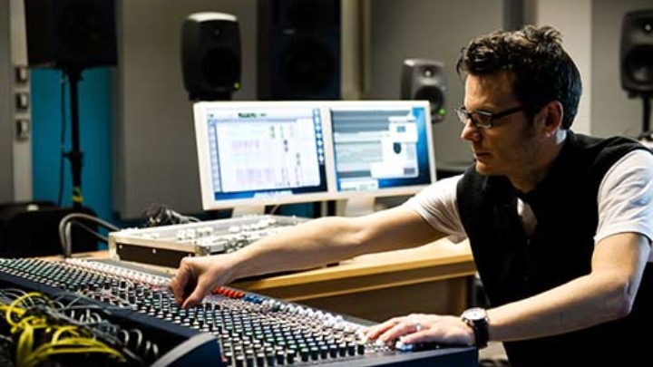 A man in a music studio