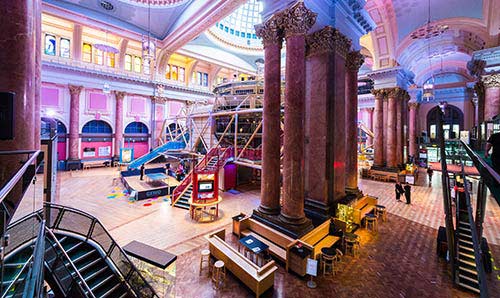 Interior building of The Royal Exchange Theatre.