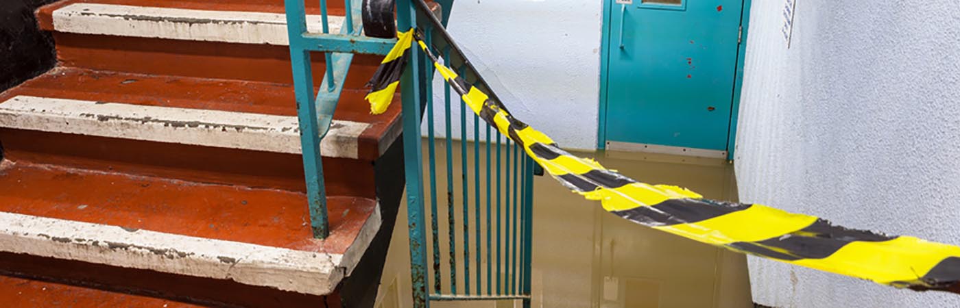Flood damaged stairway