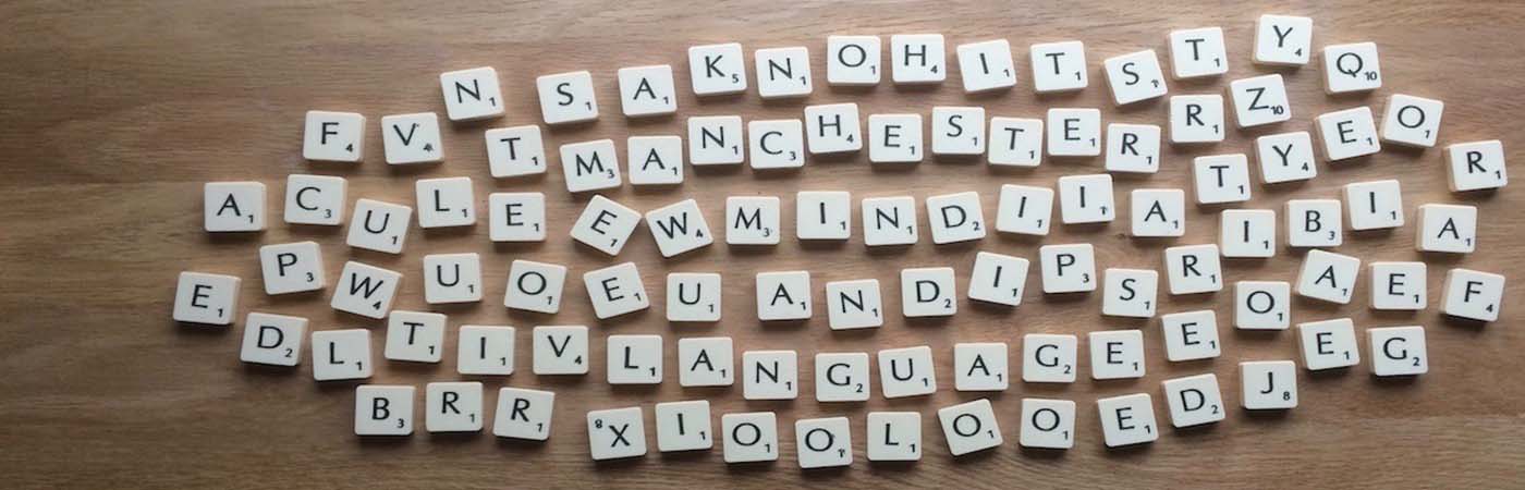 Scrabble letters on a table top