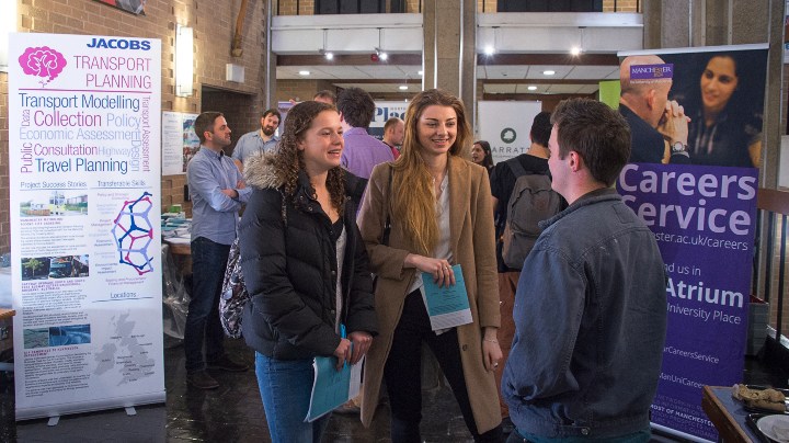 Students talking at a Planning careers fair