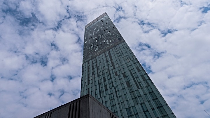Tall glass building in Manchester 