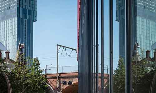 Manchester tram lines and buildings
