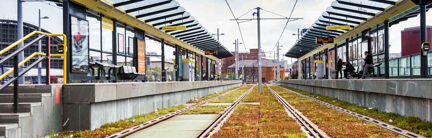 Tram station in Manchester