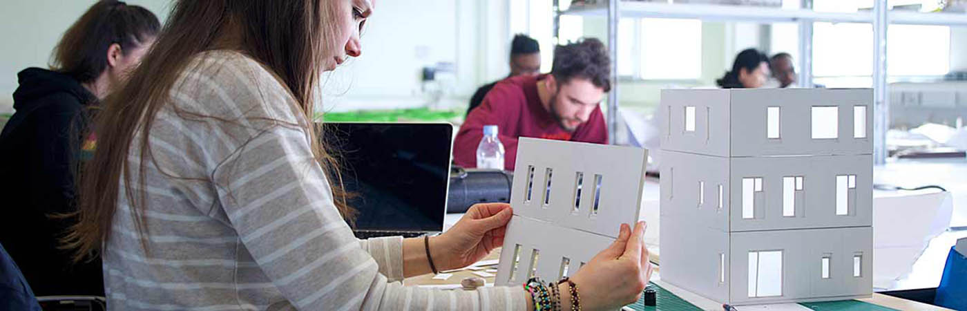 Planning student in modelmaking workshop