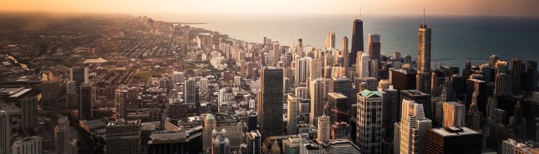 An aerial image of a cityscape
