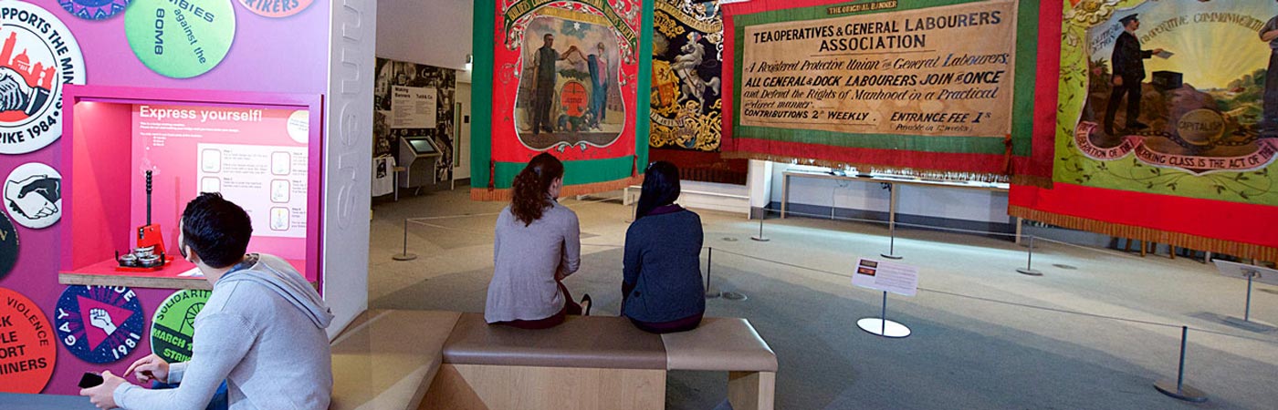 Politics students in museum setting