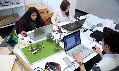 A group of postgraduate students at work 