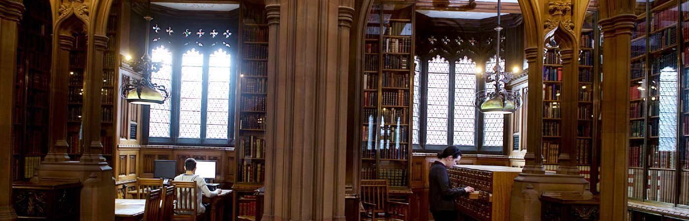 University of Manchester students studying the the John Rylands Library.