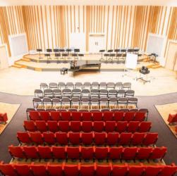 Stage and rows of seats in the Martin Harris Music Centre