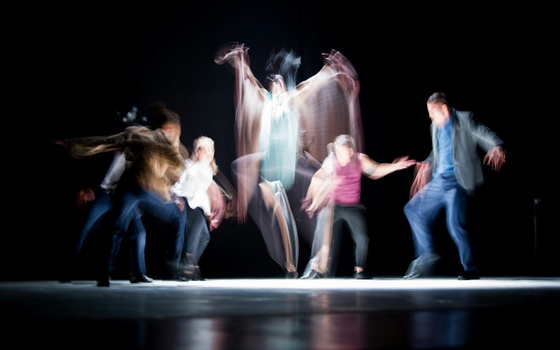 Blurred movement of people dancing