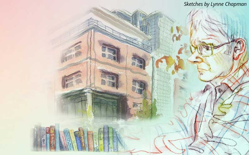 Illustration of the Morgan Centre and Professor David Morgan.