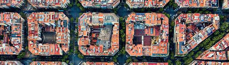 Aerial view of city housing blocks