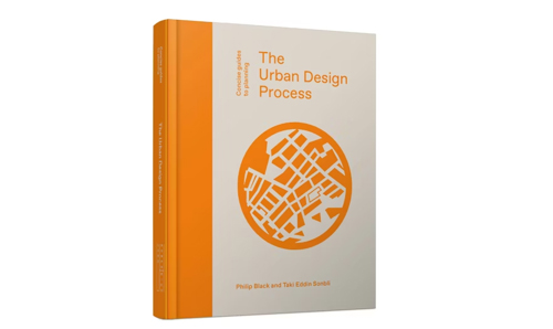Book cover of The Urban Design Process featuring an abstract city map in orange and minimalist design.