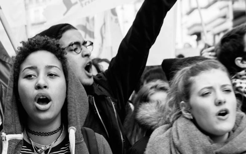 People taking part in a political protest