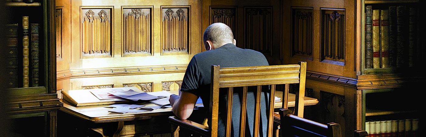 Student working in the John Rylands Library