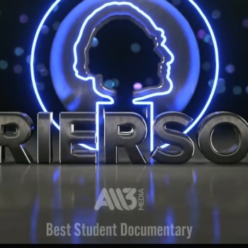 3D text RIERSON with a silhouette logo above AM3 Media and Best Student Documentary below.