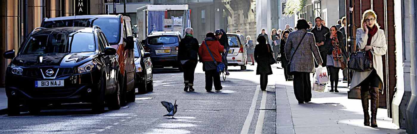 People walking along Manchester street