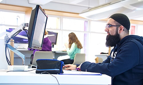 Male student at computer