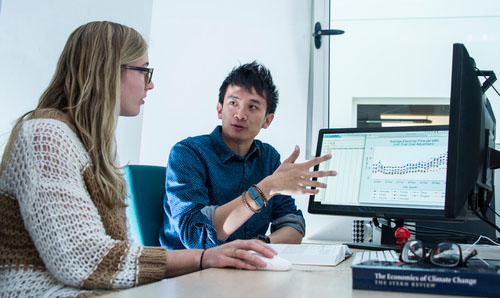 Students discussing data