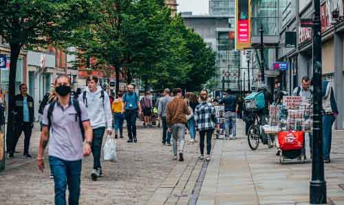 A picture of a crowded town centre