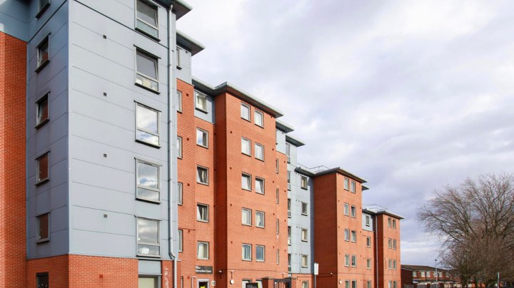 Row of student accommodation blocks 