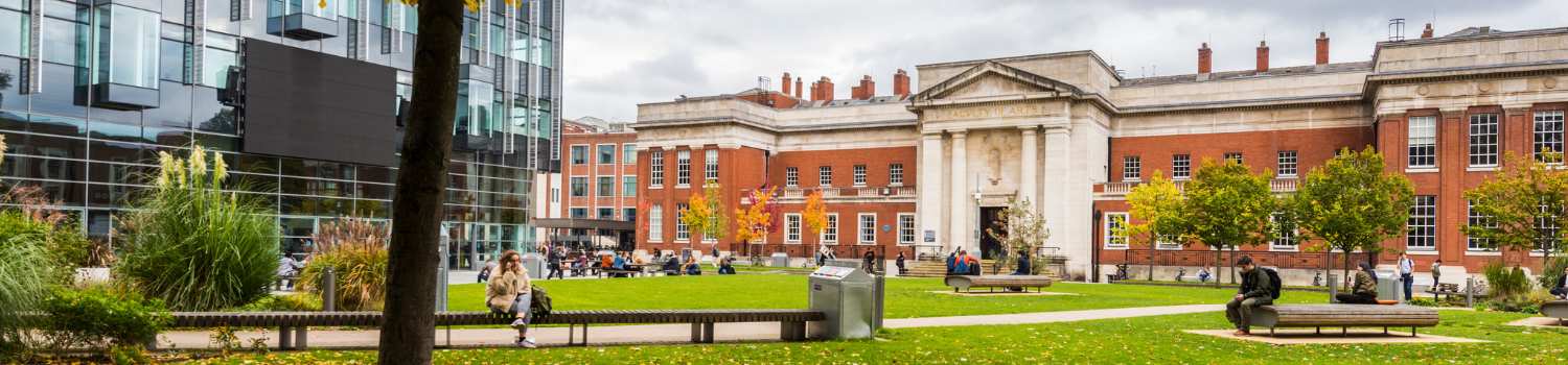 Courtyard space in early autumn outside Samuel Alexander Building