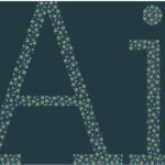 Green text comprised on circles spelling out AI