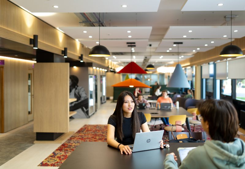 Students in one of the study areas.