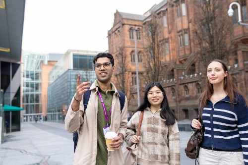Group of students outside the John Rylands Library