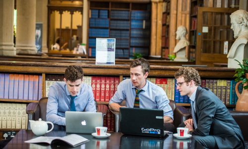Law students studying in Christies cafe